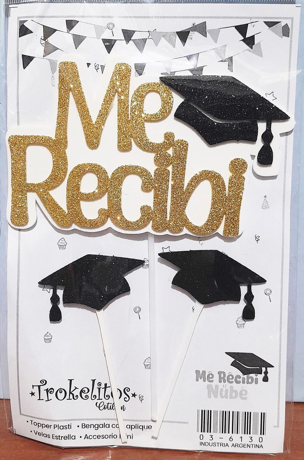 FRASE  ME RECIBI + 2 TOPPER