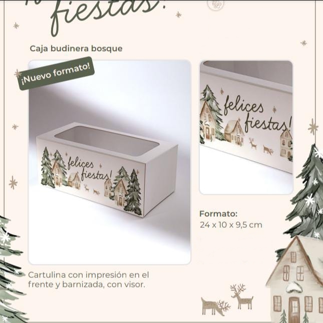 CAJA 114 BUDIN IMPRESO BOSQUE 24x10x10