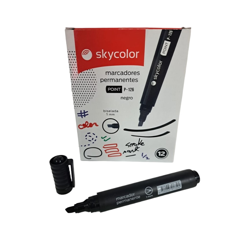 FIBRON SKYCOLOR P.REDONDA NEGRO x 12