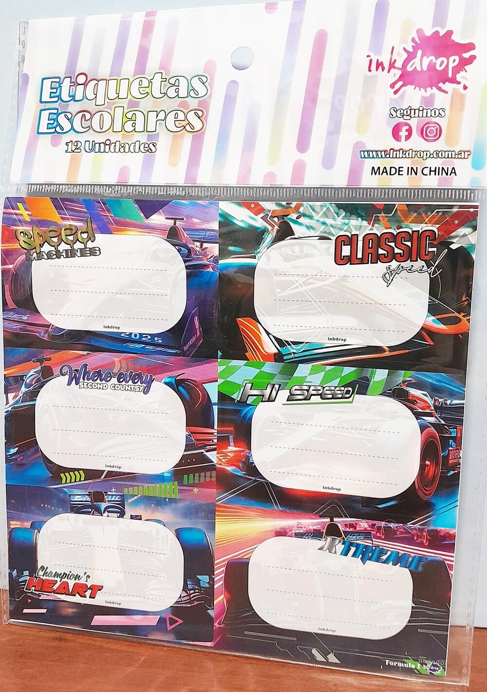 ETIQUETA INKDROP X12 FORMULA 1
