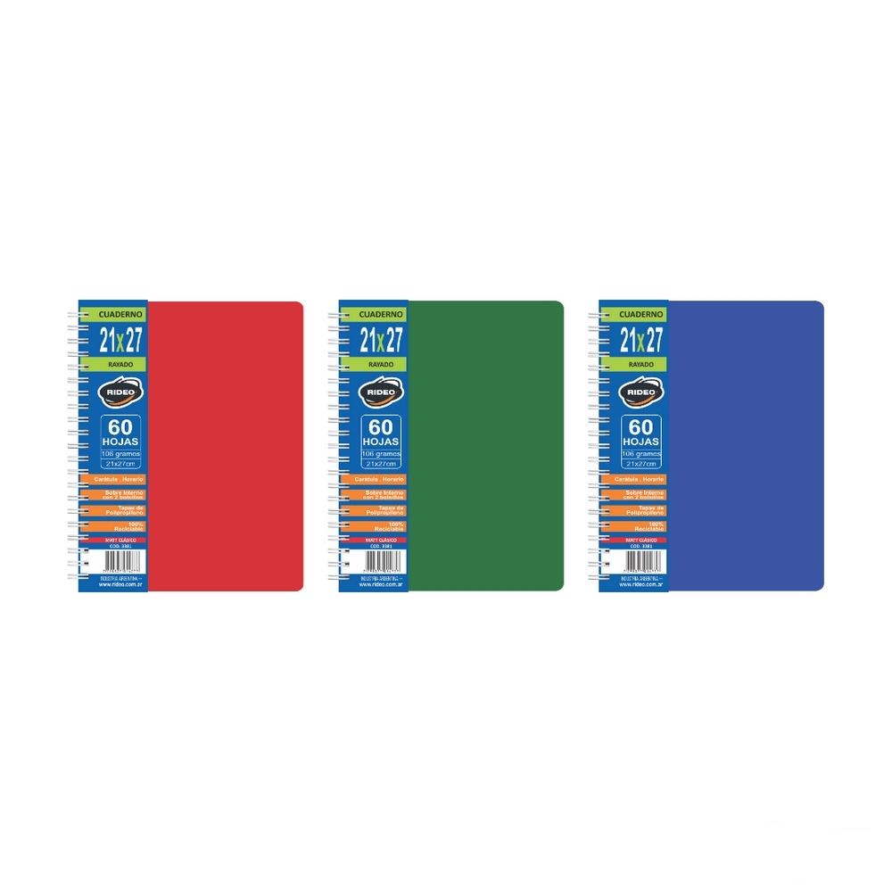 CUADERNO A4 RIDEO 21X27 CLASICO X60HJS =