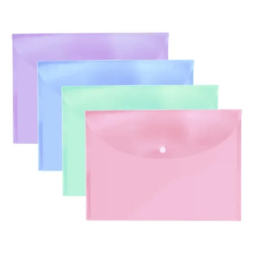 SOBRE PLASTICO OFICIO C/BOTON PASTEL LAM