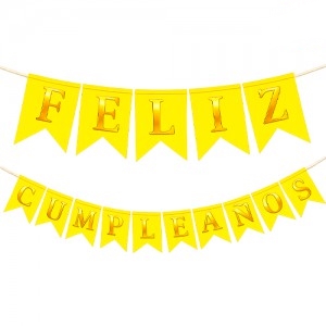 BANDERIN FELIZ CUMPLEAÑOS ECO AMARILLO