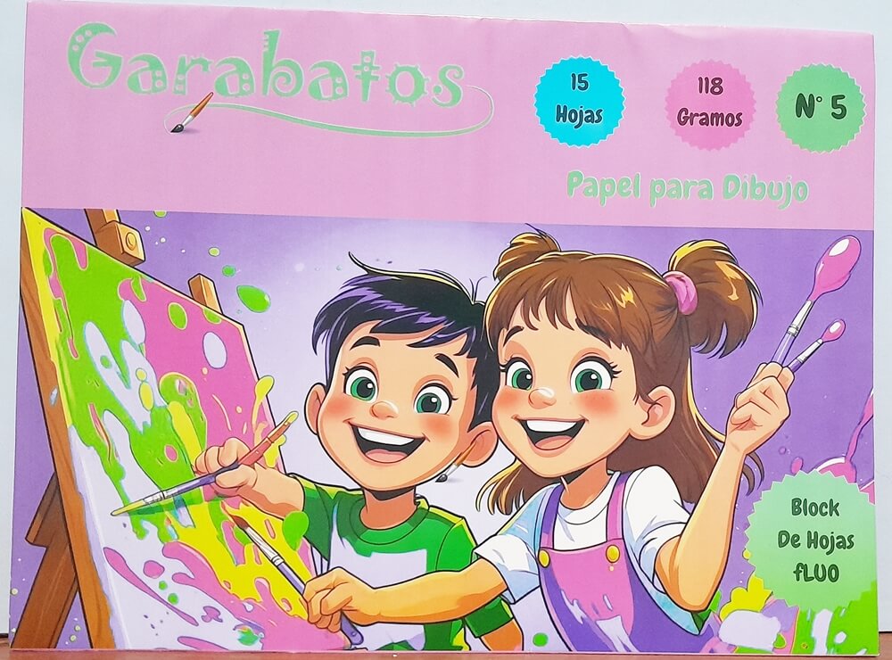 BLOCK DE DIBUJO FLUO GARABATOS X15HJS