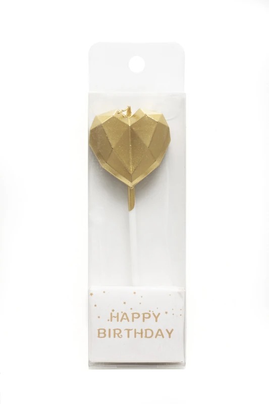 VELA 11CM METAL CORAZON ORO