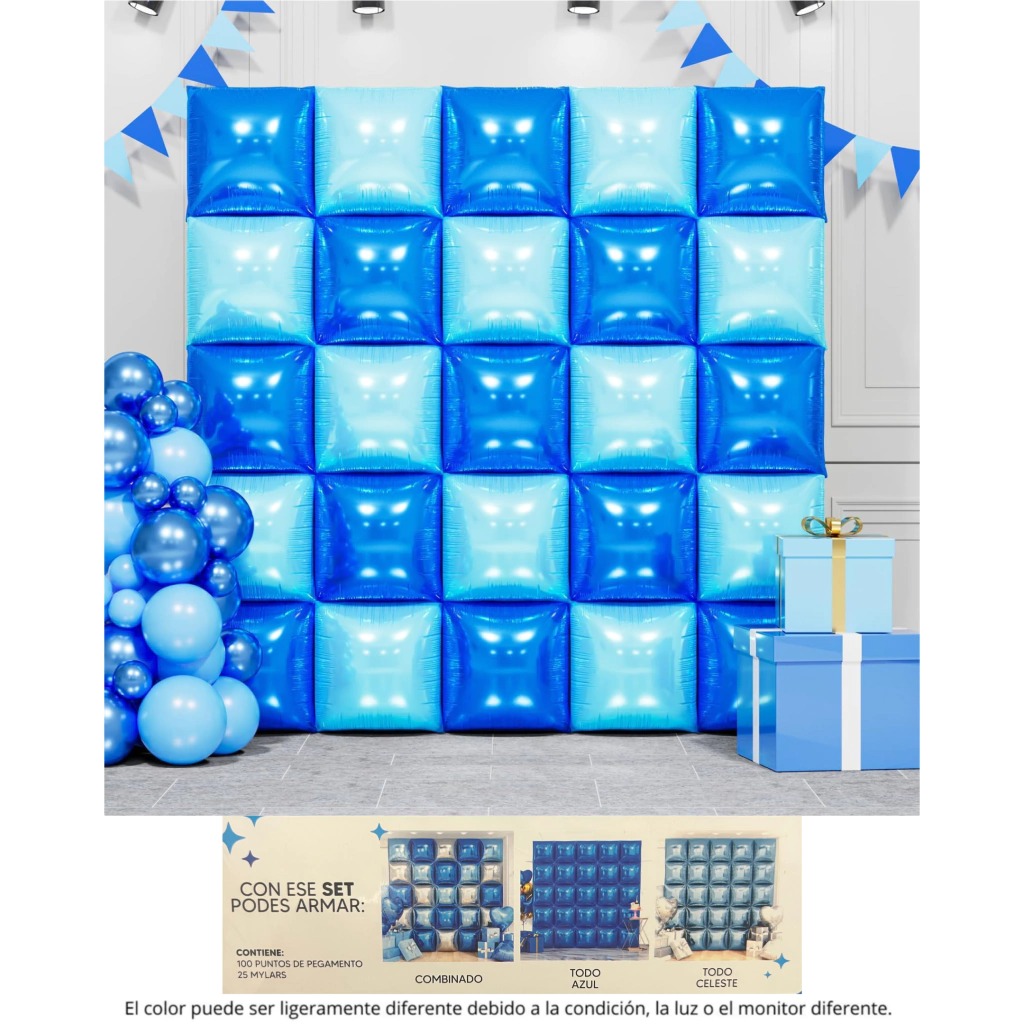 CORTINA MYLAR CELESTE/AZUL 170x170