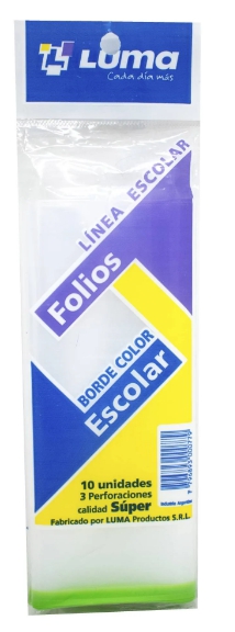 FOLIO Nº3 BORDE COLOR PAQ.x10u